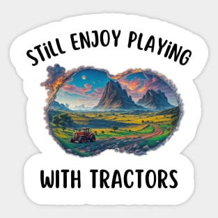 Tractor Landscape Funny Mountain Agriculture Vintage Farmer Sticker